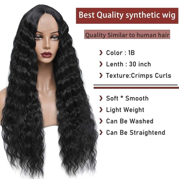 1B Black Middle Part Full Wig - Picture 3 of 5